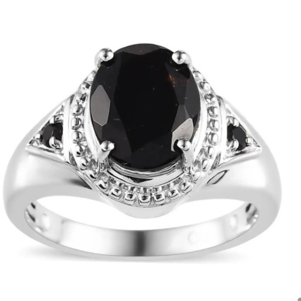 Black Tourmaline Thai Black Spinel Ring